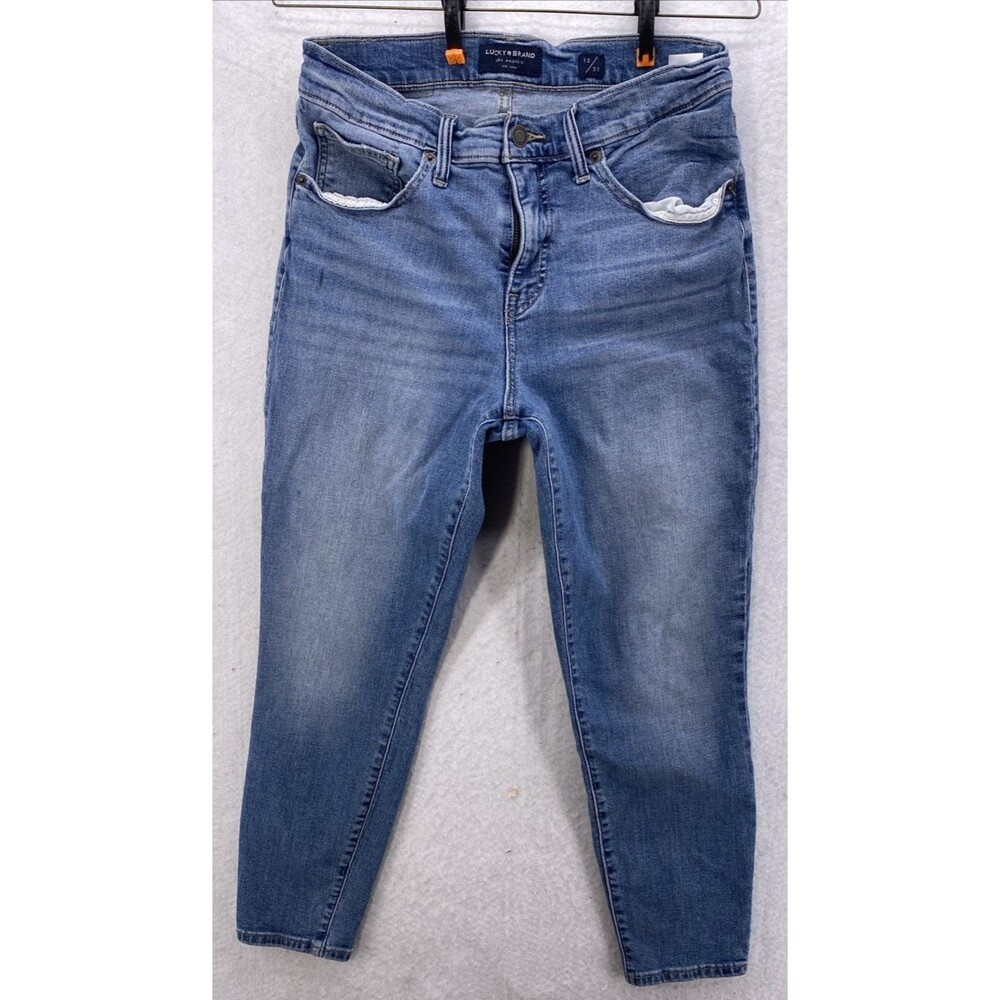Lucky Brand Ava Crop Jeans Women’s Size 12 Blue Denim Mid Rise Western Casual